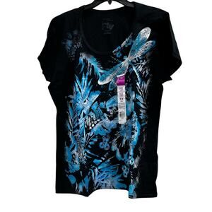 JMS Black whimsy dragonfly dress tee NWT plus sz 1X 16W